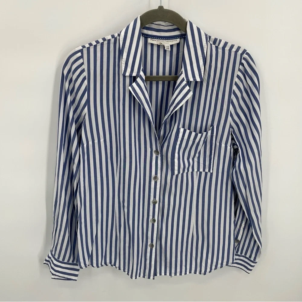 Anthropologie Blue and White Striped Blouse - Picture 9 of 10